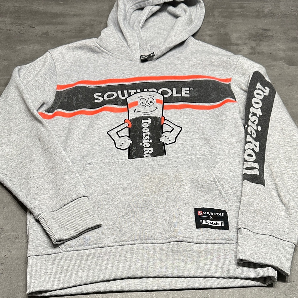 South Pole Gray Hoodie with Black & Red Tootsie Roll Graphic